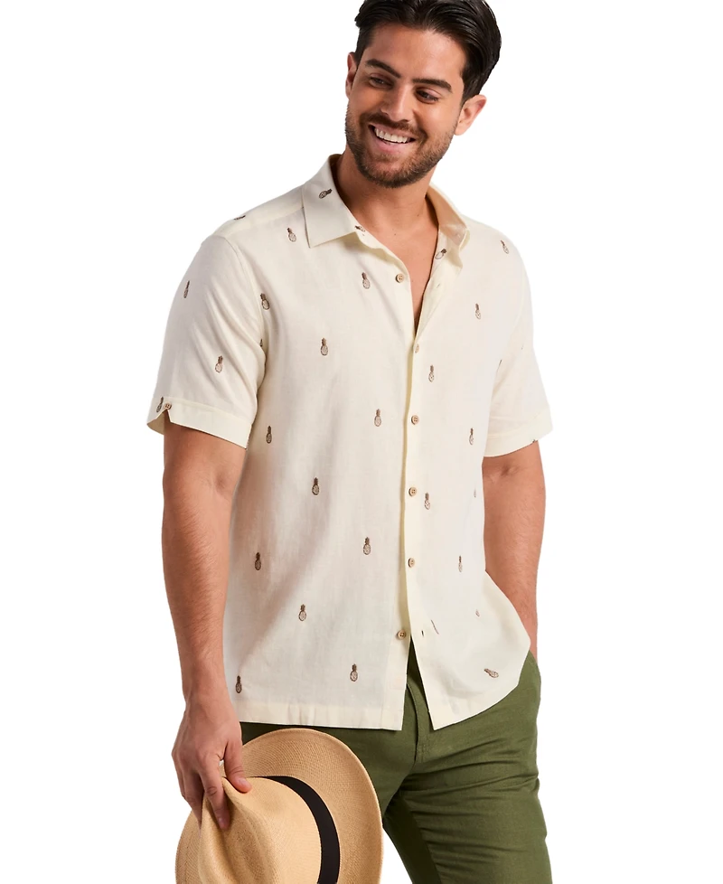 Cubavera Men's Pineapple Embroidered Shirt