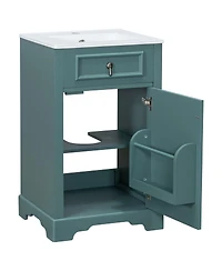 Sillysis 20" Bathroom Vanity with Ceramic Sink, Soft Close Door, Adjustable Shelf & Door Storage for Small Bathrooms