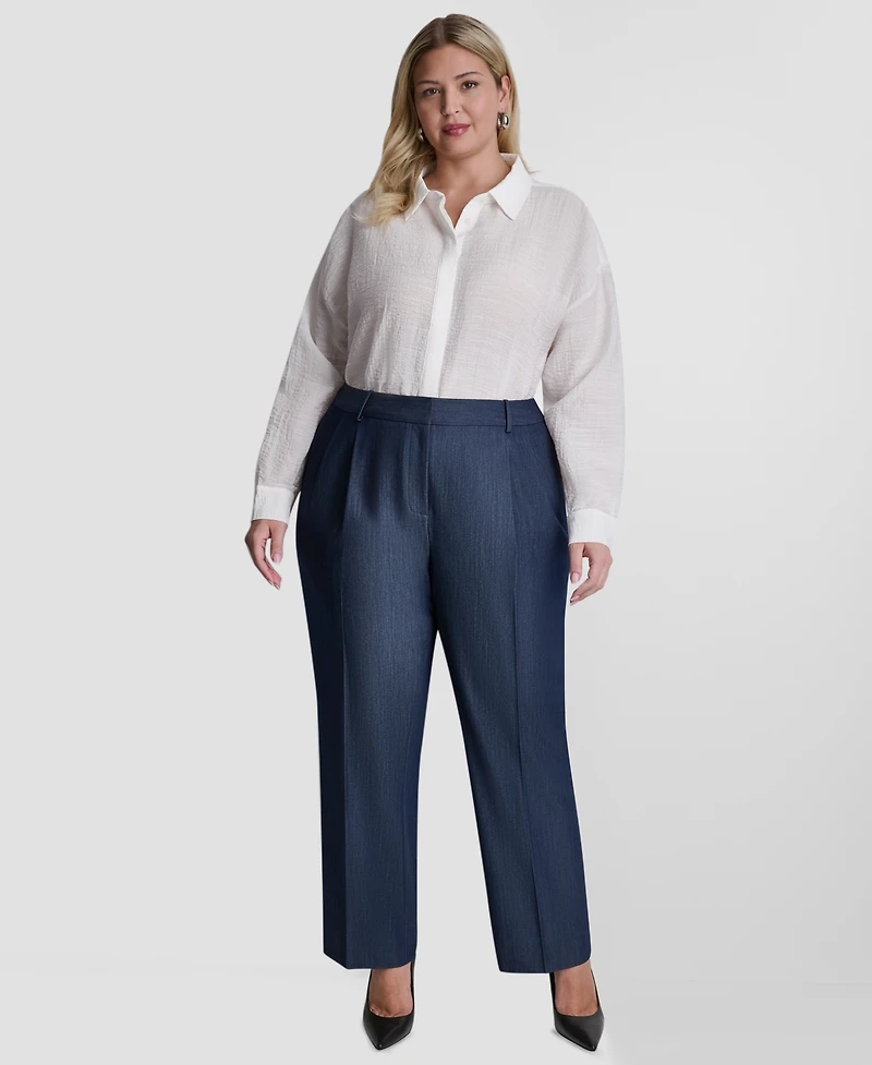 Dkny Plus Mid-Rise Pleated Trouser