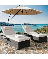 gaomon Outdoor Chaise Lounge Set of 2, 5-Position Adjustable Pe Wicker Sun Loungers with Thick Quick-Dry Cushions for Poolside Patio Backyard