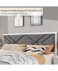 gaomon Upholstered Bed Frame, Tufted Design Soft Headboard, Wooden Slat Support, Mattress Foundation No Box Spring Needed