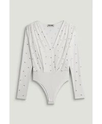 Nocturne Women's Embellished V-Neck Long-Sleeve Bodysuit