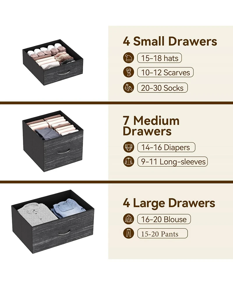 gaomon Inch Fabric Tall Dresser for Bedroom, 15 Drawer Dresser, Chest of Drawers for Clothes Storage