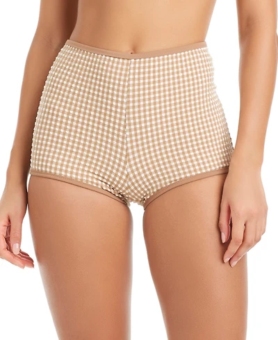 Sanctuary Women's Check Me Out Moderate-Coverage Swim Boy Shorts