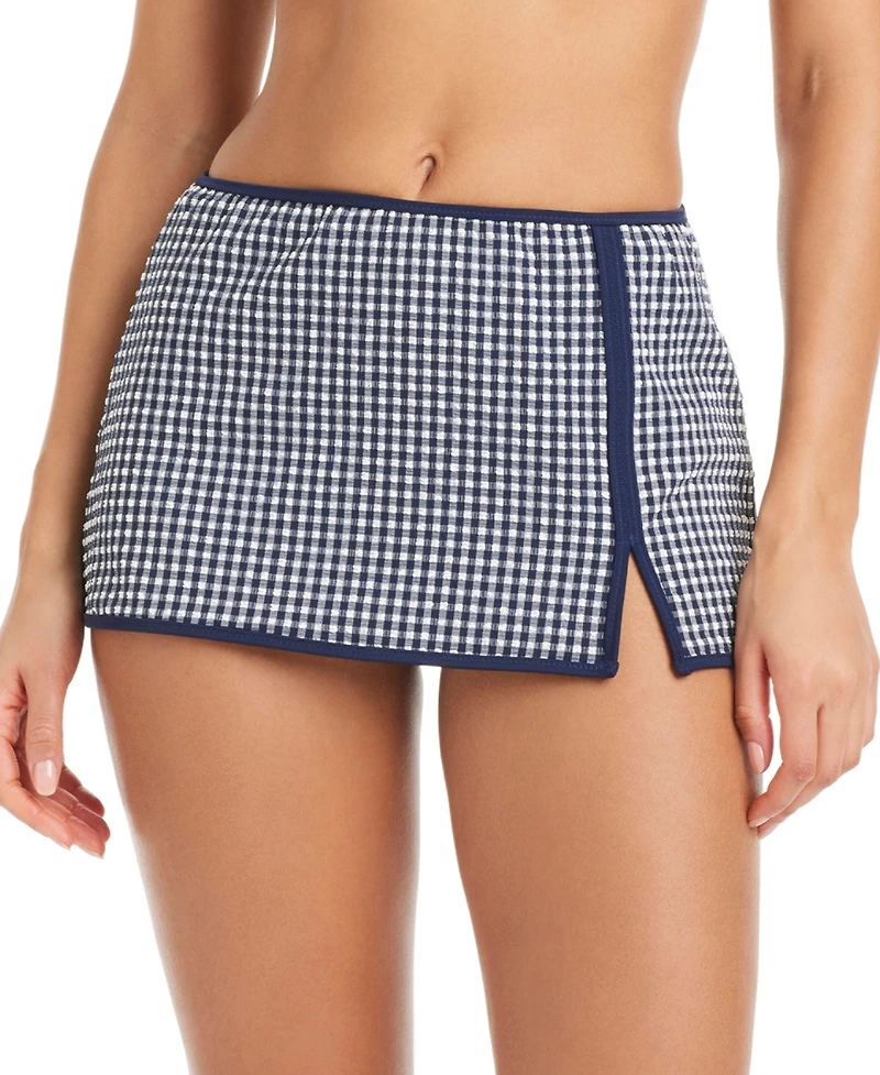 Sanctuary Women's Check Me Out High-Rise Swim Skirt