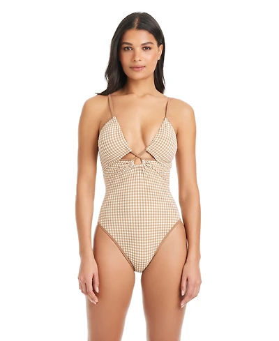 Sanctuary Women's Check Me Out V-Neck One-Piece Swimsuit