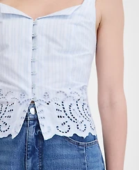 On 34th Women's Cotton Button-Front Cutwork Tank Top, Macy's Exclusive