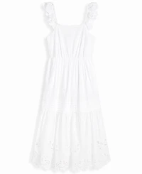 On 34th Women's Cotton Poplin Eyelet Pintucked Midi Dress, Macy's Exclusive