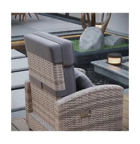 gaomon Rattan Recliner Chair Single Sofa with Thick Cushions and Frame for Deck Porch Poolside Garden Patio Lounge