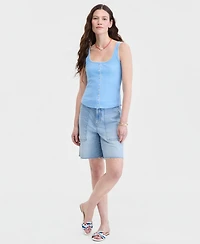 On 34th Women's Button-Down Contrast-Stitch Rib Tank Top, Macy's Exclusive