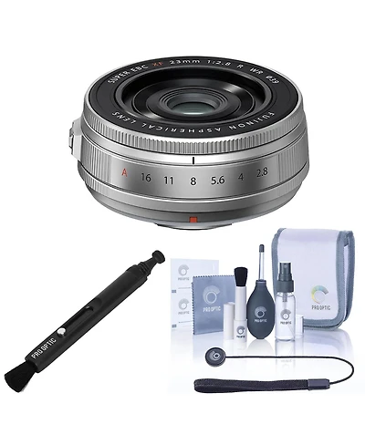 Fujifilm Xf R Wr Lens, Silver, Bundle with Complete Optics Care and Cleaning Kit, Lens Cleaner and Lens Cap Tether