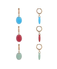 Rachel Rachel Roy Trio Earring Set with Oval Semi Precious Stone Drops