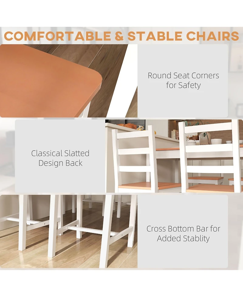 5pc Dining Table Chairs Set Solid Wood Kitchen Breakfast Dinette Furniture