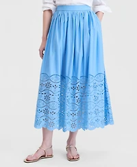 On 34th Women's Cotton Solid Eyelet Midi Skirt, Macy's Exclusive