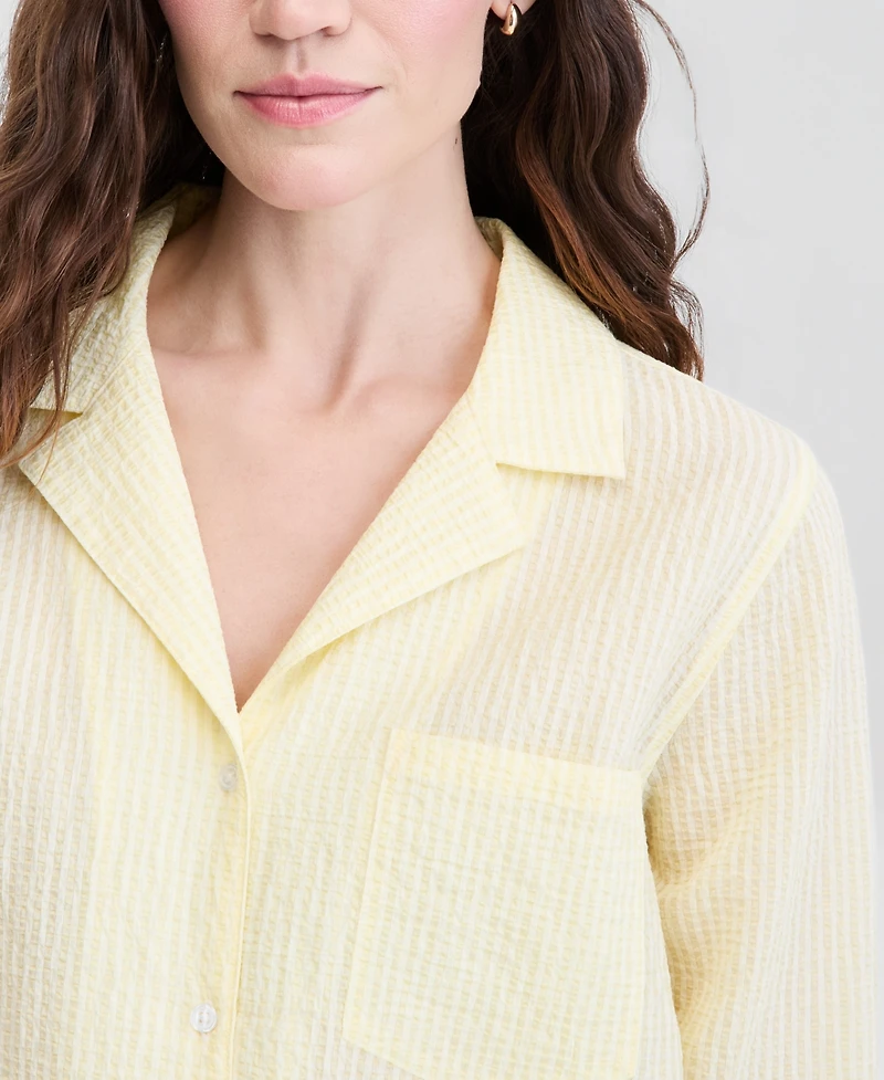 On 34th Women's Long-Sleeve Seersucker Shirt, Macy's Exclusive