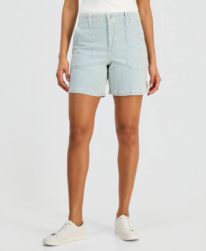 Style & Co Women's High-Rise Utility Pocket Denim Shorts, Macy's Exclusive