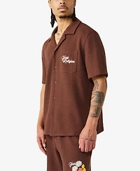 True Religion Men's Short-Sleeve Blooms Knit Camp Shirt