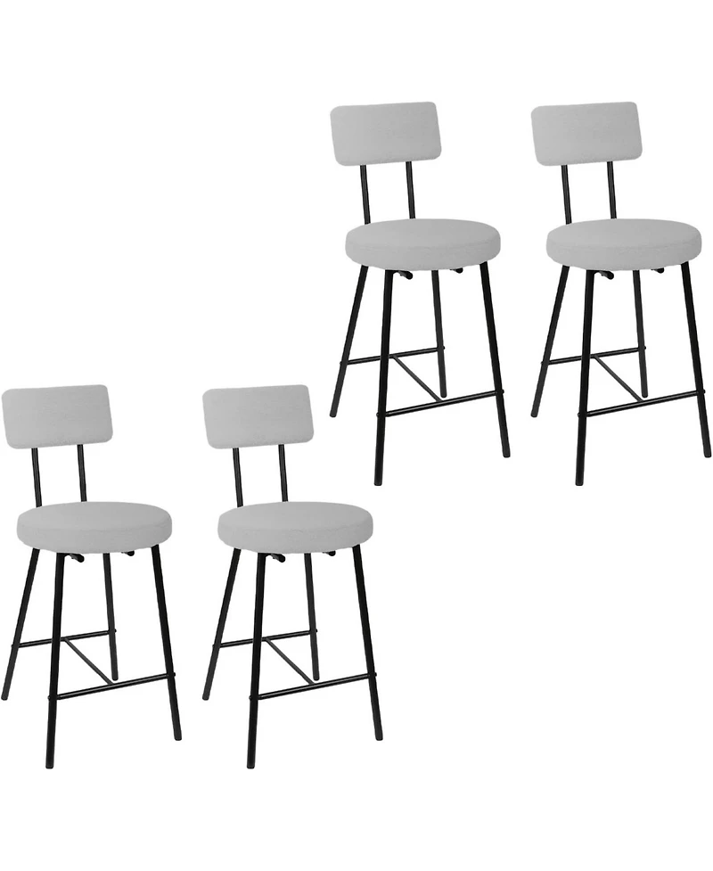 gaomon Bar Stool Chairs Set of 2, Modern Upholstered Counter Height Barstools with Round Seat, Armless Bar Chair with Back, Footrest and Metal Legs