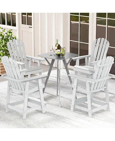 Gymax 4PCS Bar Stool Hdpe Chair w/ Armrest Footrest Home Indoor Outdoor Patio