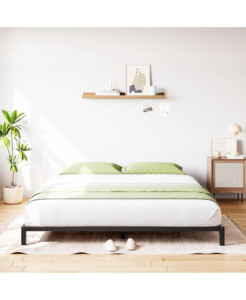 gaomon Heavy Duty Metal Bed Frame Platform – Queen Size, 6 Inch, Steel Slat Support, Noise-Free, Non-Slip, Underbed Storage, Easy Assembly