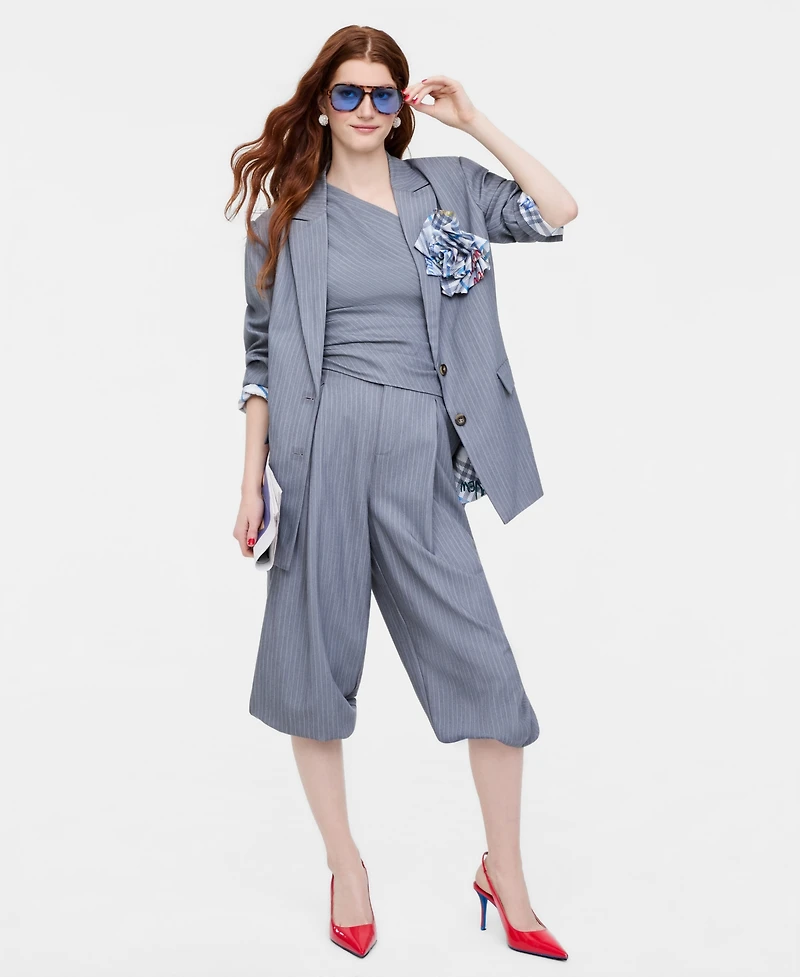 Women's Flower Pin Pinstripe Blazer, Macy's Exclusive-Molly Rogers Capsule Collection