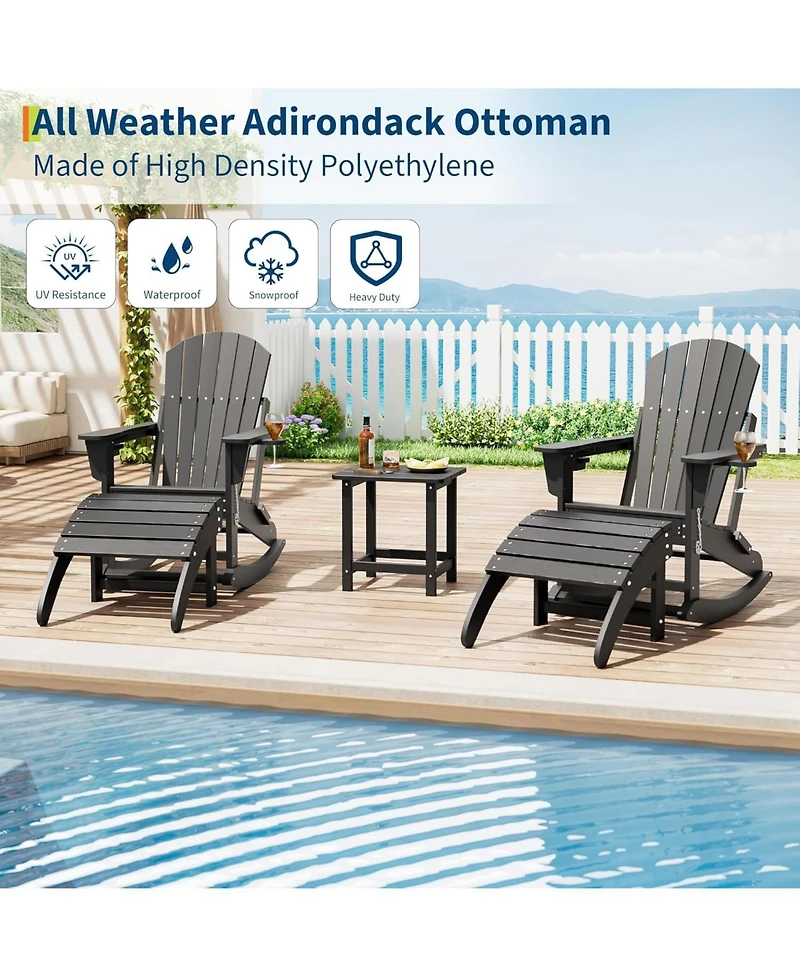 gaomon Hdpe Adirondack Ottoman Foot Rest, Weather Resistant Outdoor Footstool for Adirondack Chair