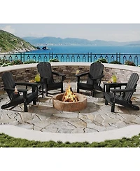 gaomon Folding Adirondack Chair Set of 4 with 2 Side Table, Hdpe Outdoor Patio Chair with Cup Holder