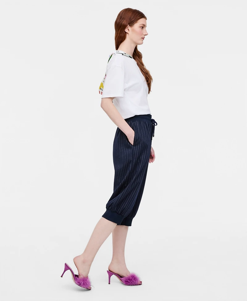 Women's Pinstripe Drawstring Jogger Pants, Macy's Exclusive- Molly Rogers Capsule Collection