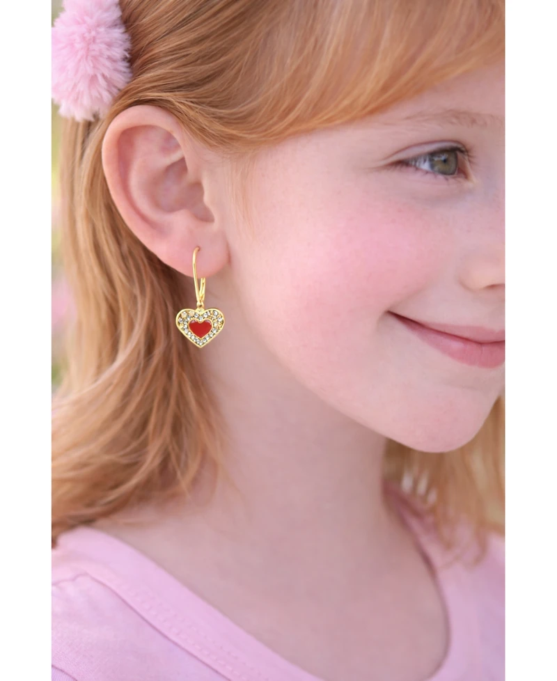 Chanteur Girls 18K Gold Plated Heart Hypoallergenic Earrings with Sterling Silver Leverbacks