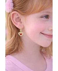 Chanteur Girls 18K Gold Plated Heart Hypoallergenic Earrings with Sterling Silver Leverbacks
