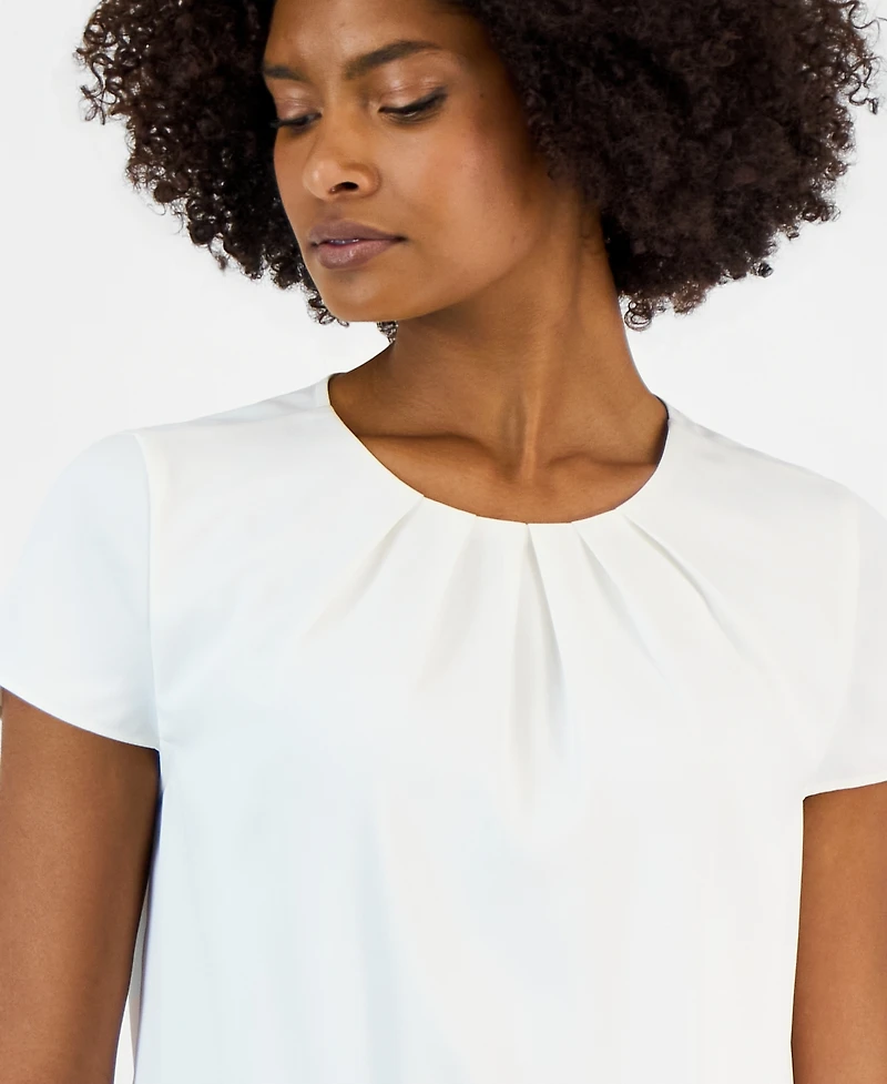 Kasper Women's Pleated Cap-Sleeve Top