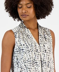 Kasper Women's Sleeveless V-Neck Printed Top