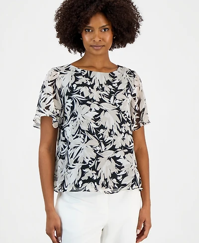 Kasper Women's Printed Short-Sleeve Top
