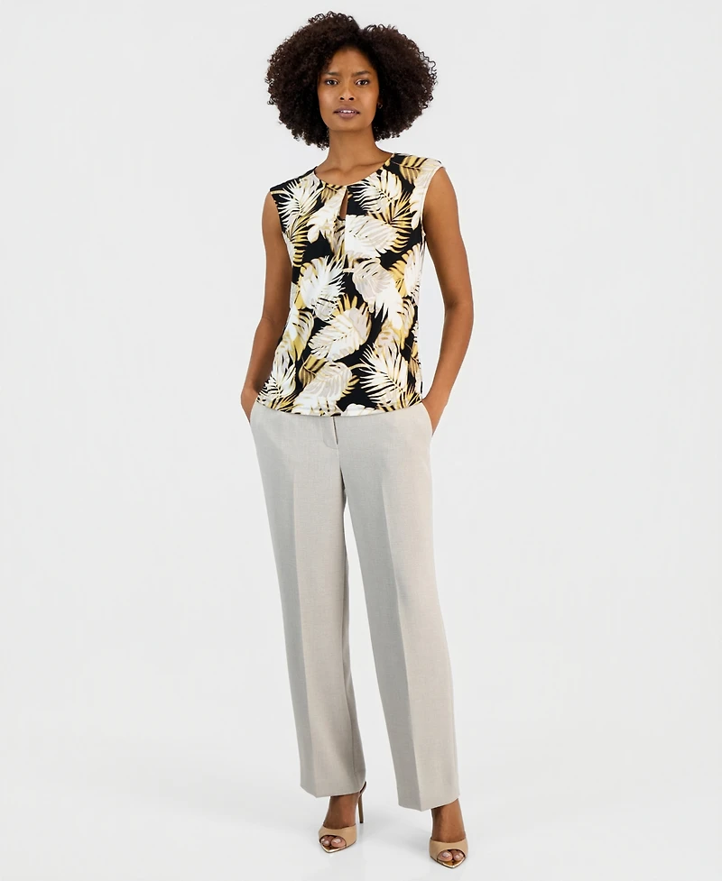 Kasper Women's Sleeveless Printed Keyhole Top