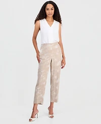 Kasper Petite Floral Embroidery Mid-Rise Pants