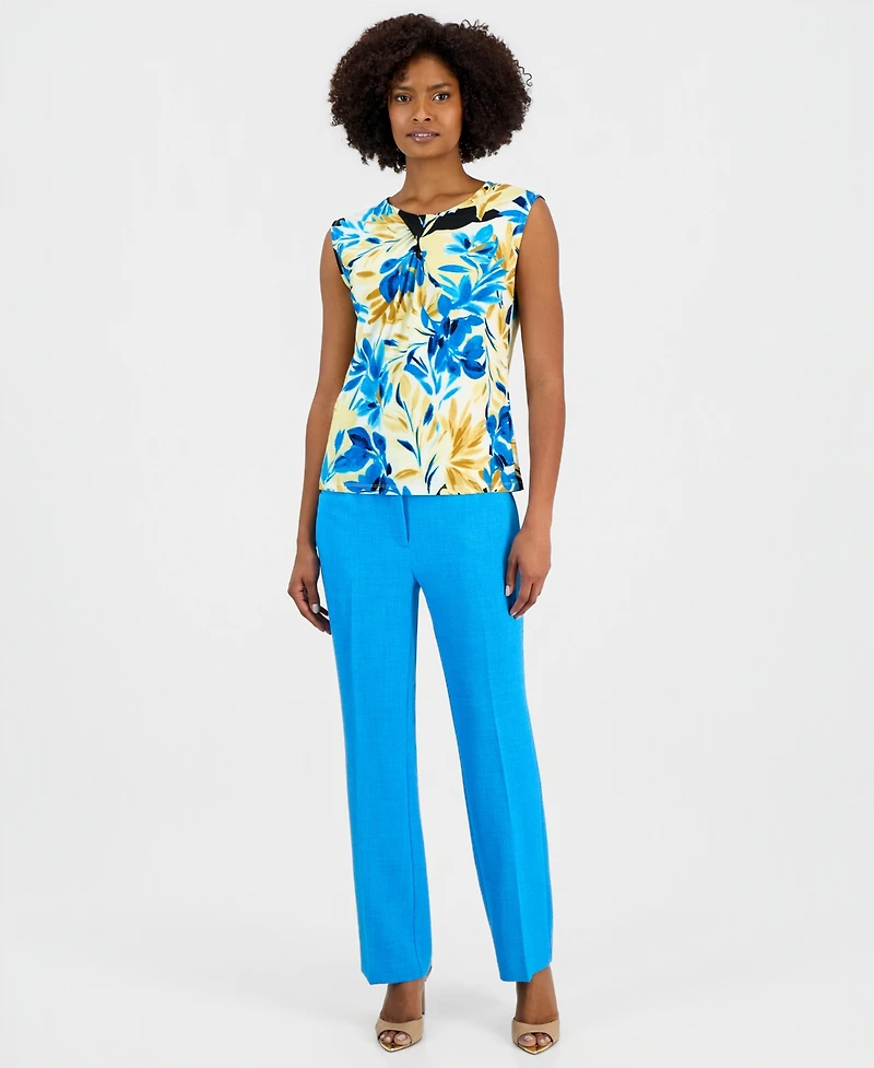 Kasper Women's Printed Twisted Keyhole Top