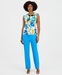 Kasper Women's Printed Twisted Keyhole Top