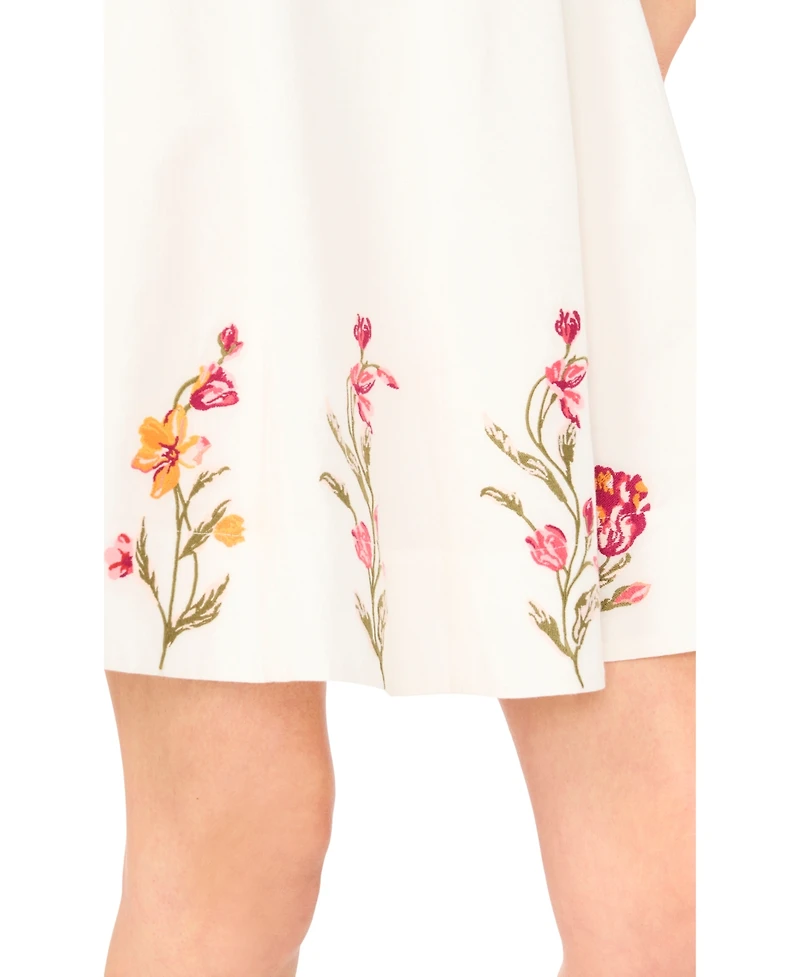 CeCe Women's Embroidery Square Neck Dress