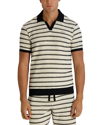 Karl Lagerfeld Paris Men's Short-Sleeve Stripe Knit Polo Shirt