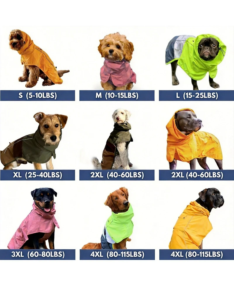 Aronkl Dog Raincoat - Waterproof, Windproof, Reflective, Breathable, Coverage