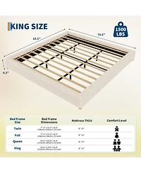 gaomon Cloud Bed Frame, Corduroy Soft Fabric Low Bed Frames with Solid Wood Round Legs