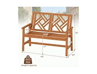 Slickblue 2 Person Wood Outdoor Bench with Geometric Backrest