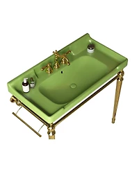 Sillysis 36" Bathroom Ceramic Sink Basin with 3 Faucet Holes, Rectangular Countertop Vanity Overflow for Modern