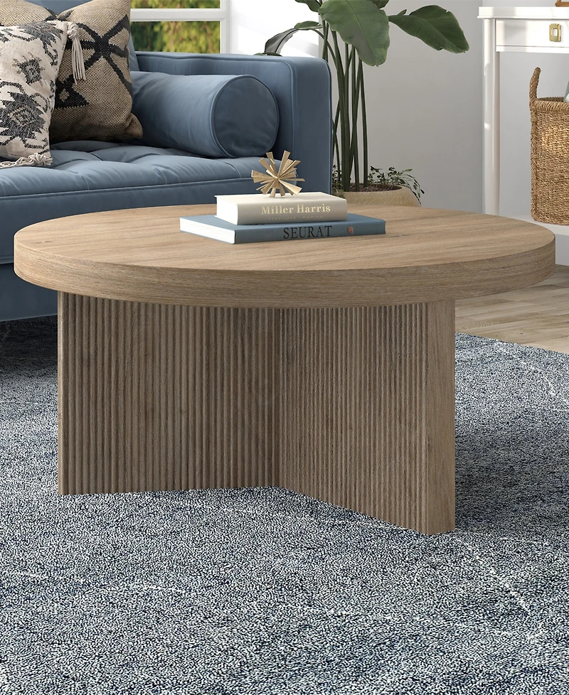 Hudson & Canal Holm 32" Wide Round Fluted Coffee Table