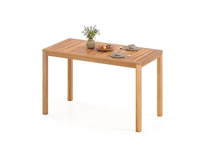 Slickblue Patio Acacia Wood Dining Table with Slatted Tabletop, Seats 4–6 People