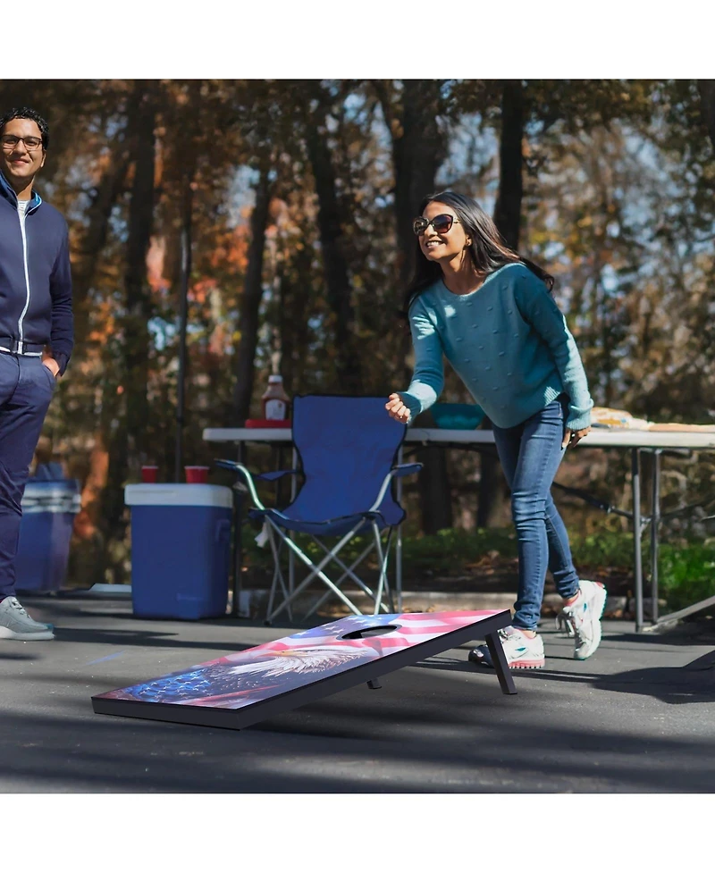 Mecale Cornhole Set, 3x2 ft Mdf Wood Toss Game Boards with 8 Bean Bags and Carrying Case for Indoor and Outdoor Play