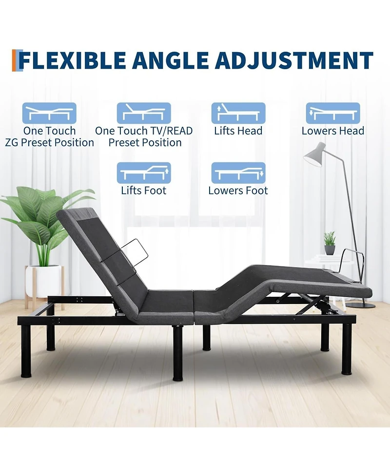 gaomon Twin Xl Adjustable Bed Frame, Ergonomic Electric Bed Base with Wireless Remote and 2 Usb Ports, Head and Foot Incline, Nightlight