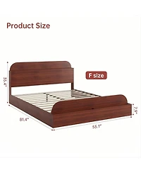 gaomon Bed Frame, Wooden Beds with Storage Headboard and Raised-Foodboard, Full-Floor Low Platform Bed for Bedroom,Wooden Slats Support