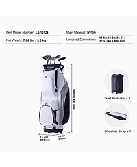Mecale Golf Cart Bag, 14-Way Divider Top, 36", 13 Pockets, Premium Nylon, Handles, Dust Cover & Detachable Straps.