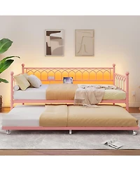 gaomon Metal Daybed Frame No Trundle- Sofa Bed for Living Room Guest Room Apartment Small Spaces
